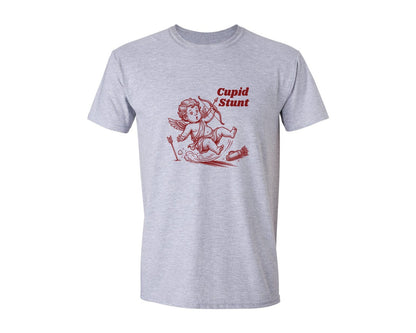 brand:Generic|color:Sports Grey / Athletic Heather|Fallen Cupid Stunt Funny Valentine Graphic T-Shirt