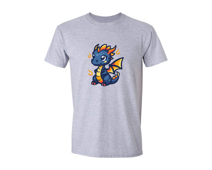brand:Generic|color:Sports Grey / Athletic Heather|Cute Dragon Line Art Vector Graphic T-Shirt
