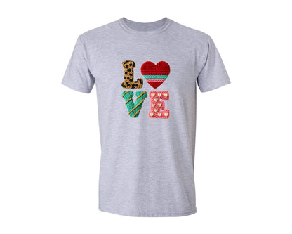 brand:Generic|color:Sports Grey / Athletic Heather|Faux Yarn Love Valentine 14 Graphic T-Shirt