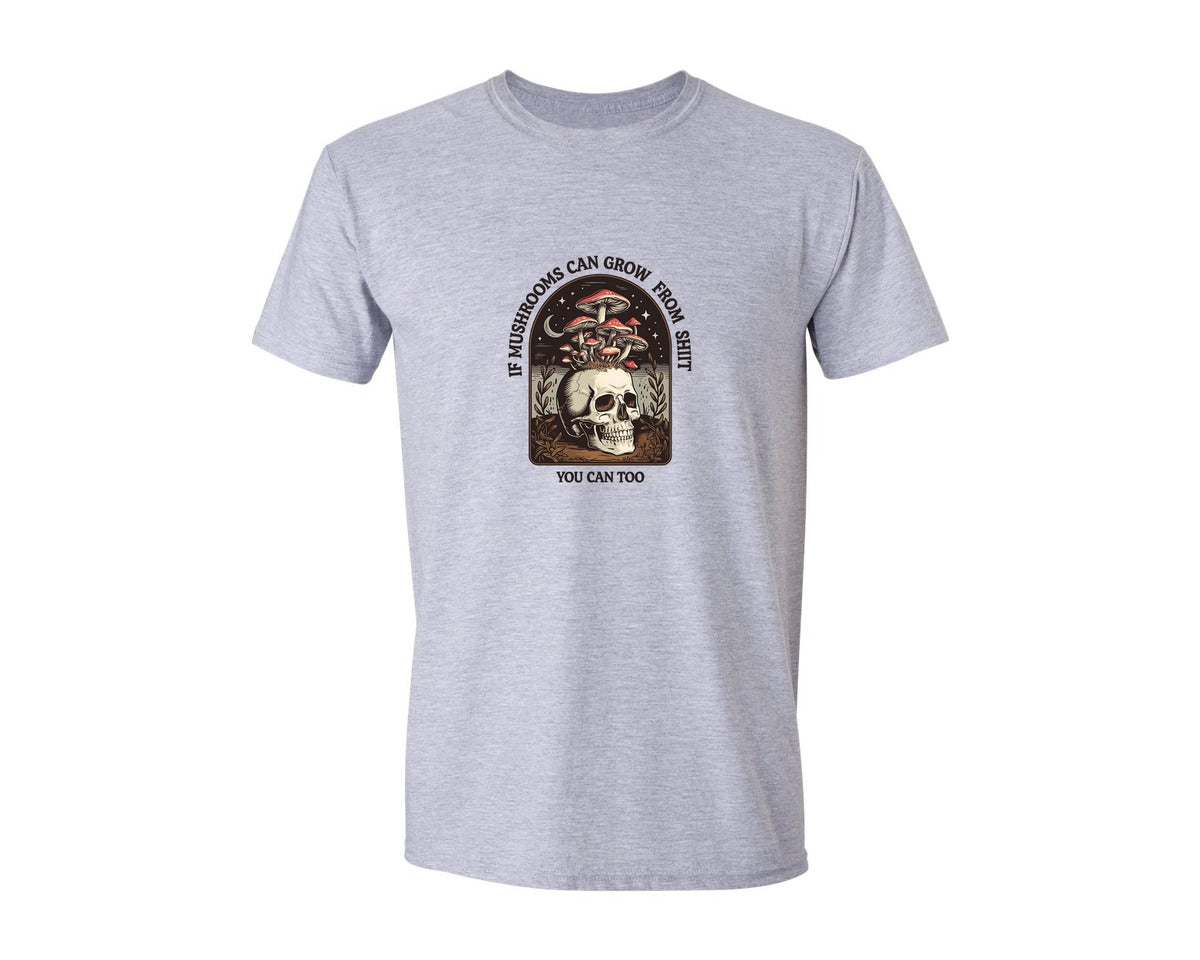 brand:Generic|color:Sports Grey / Athletic Heather|Funny Motivational Mushrooms Design Graphic T-Shirt