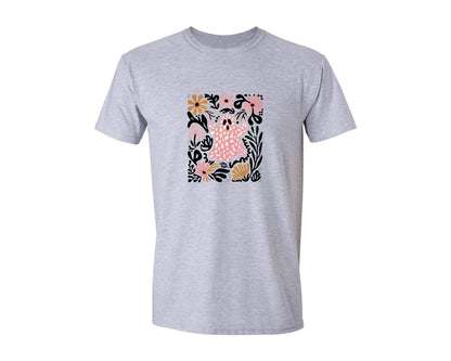 brand:Generic|color:Sports Grey / Athletic Heather|Floral Pink Ghost Boho Halloween 2 Graphic T-Shirt