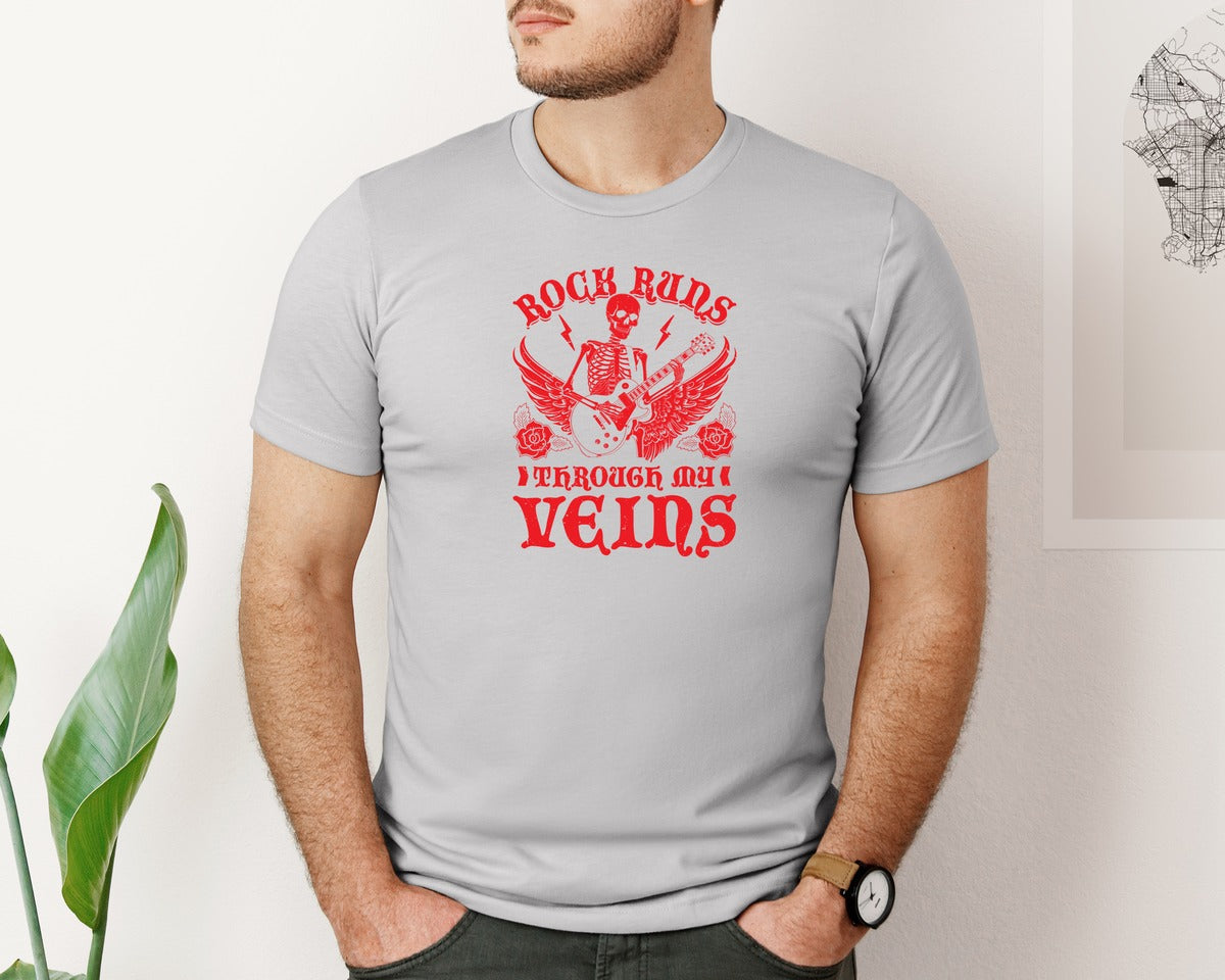 brand:Bella Canvas|color:Sports Grey / Athletic Heather|Rock Runs Through My Veins Design Graphic T-Shirt