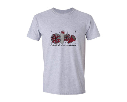 brand:Generic|color:Sports Grey / Athletic Heather|Cheer Mom Glitter Cheerleading Graphic T-Shirt