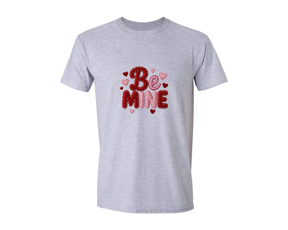 brand:Generic|color:Sports Grey / Athletic Heather|Latch Hook Valentines Yarn Be Mine Graphic T-Shirt