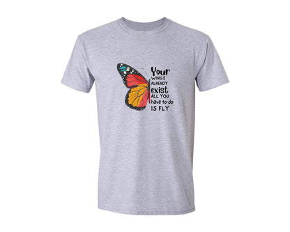brand:Generic|color:Sports Grey / Athletic Heather|God Scripture Butterfly Graphic T-Shirt
