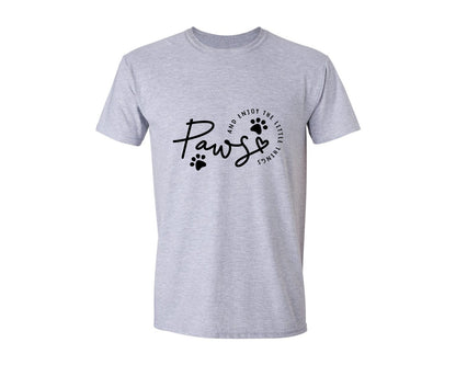 brand:Generic|color:Sports Grey / Athletic Heather|Dog Cat Dog Lover Paws Enjoy Graphic T-Shirt