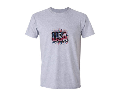 brand:Generic|color:Sports Grey / Athletic Heather|Usa Skull Fireworks 4Th Of July T Shirt 2 Graphic T-Shirt