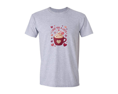 brand:Generic|color:Sports Grey / Athletic Heather|I Love You A Latte Valentine Coffee Graphic T-Shirt