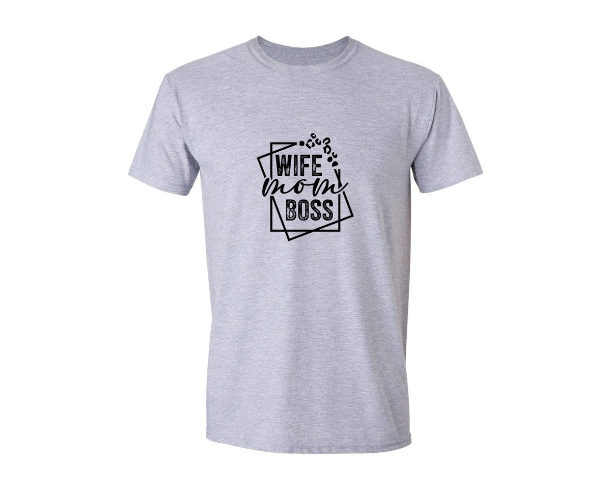brand:Generic|color:Sports Grey / Athletic Heather|Mom Quotes Wife Mom Boss Graphic T-Shirt