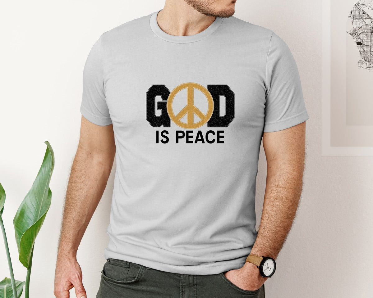brand:Bella Canvas|color:Sports Grey / Athletic Heather|God Is Peace Religious Christian Graphic T-Shirt