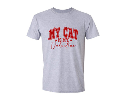 brand:Generic|color:Sports Grey / Athletic Heather|My Cat Is My Valentine 28 Graphic T-Shirt