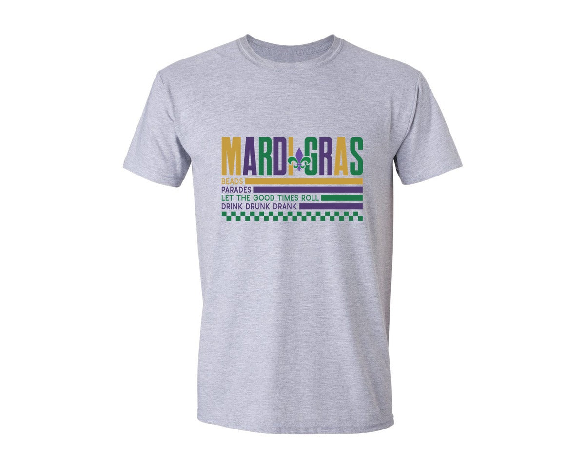 brand:Generic|color:Sports Grey / Athletic Heather|Mardi Gras Funny Mardi Gras Graphic T-Shirt