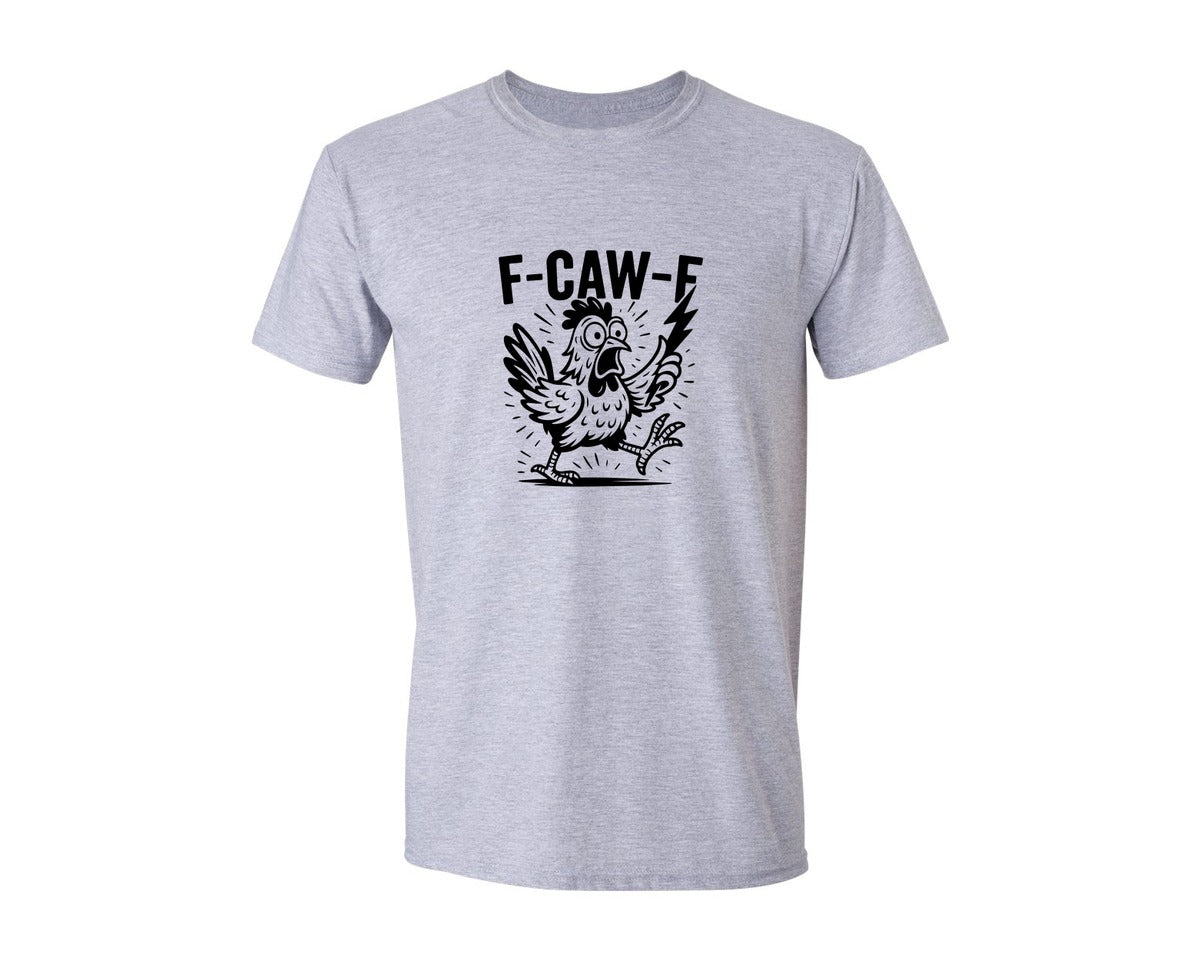 brand:Generic|color:Sports Grey / Athletic Heather|Funny Chicken F Caw F Graphic T-Shirt