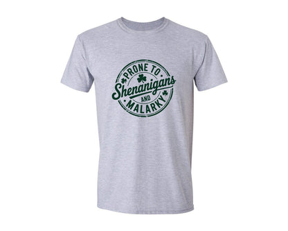 brand:Generic|color:Sports Grey / Athletic Heather|Prone To Shenanigans And Malarky Graphic T-Shirt