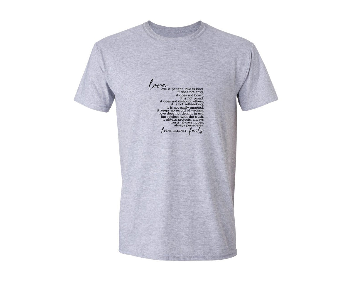 brand:Generic|color:Sports Grey / Athletic Heather|Love Is Patient Love Is Kind Love 3 Graphic T-Shirt
