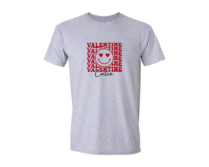 brand:Generic|color:Sports Grey / Athletic Heather|Valentine Cutie Retro Smile Face Graphic T-Shirt