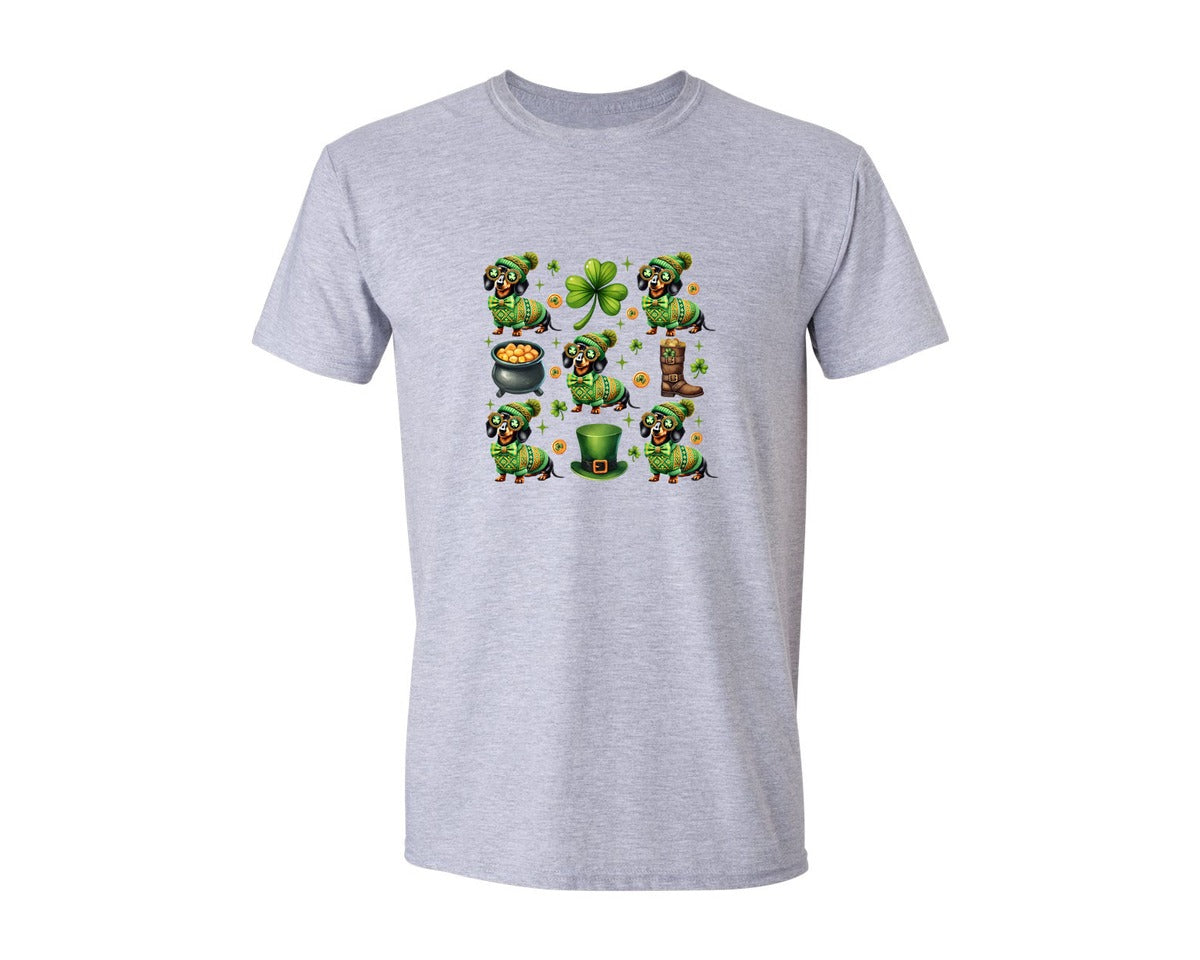 brand:Generic|color:Sports Grey / Athletic Heather|St Patrick Dachshund Graphic T-Shirt