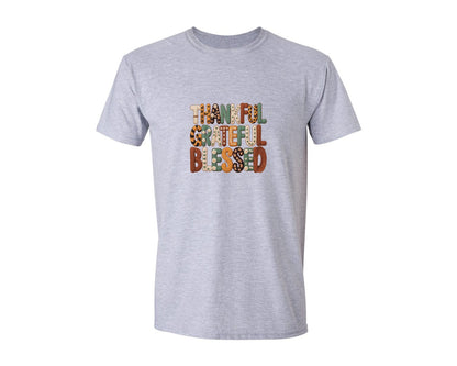 brand:Generic|color:Sports Grey / Athletic Heather|Preppy Thanksgiving Thankful Yarn Graphic T-Shirt