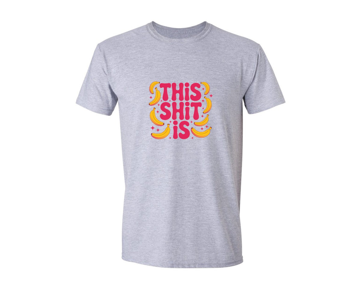 brand:Generic|color:Sports Grey / Athletic Heather|Retro Bananas Quote Graphic T-Shirt