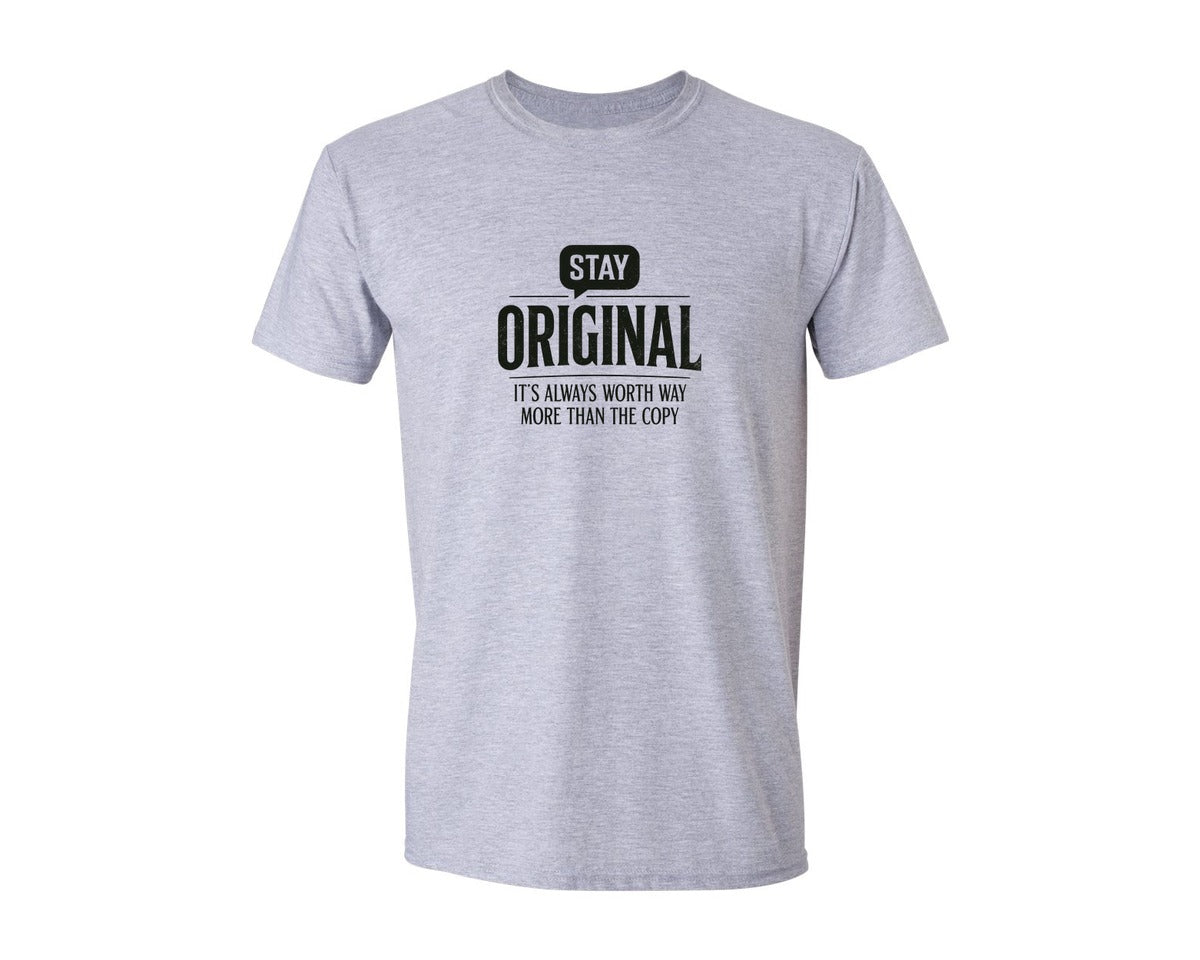 brand:Generic|color:Sports Grey / Athletic Heather|Stay Original Quote Graphic T-Shirt