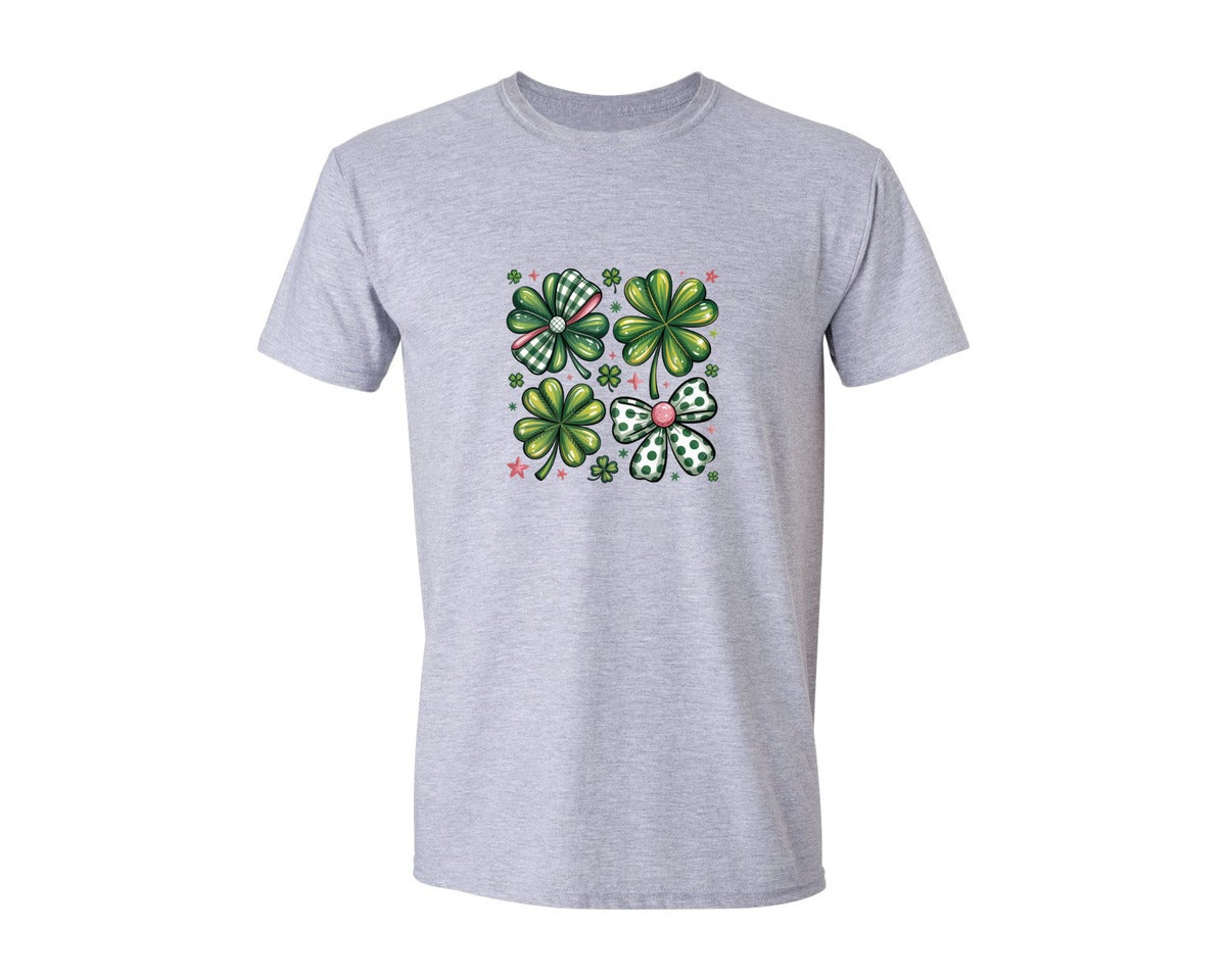 brand:Generic|color:Sports Grey / Athletic Heather|Preppy St Patricks Day Shamrock 4 Graphic T-Shirt