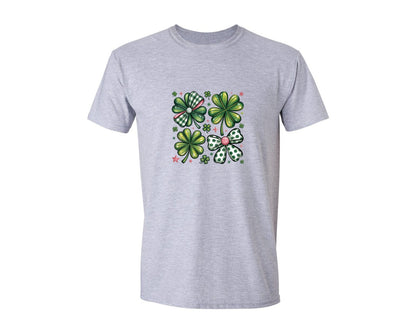brand:Generic|color:Sports Grey / Athletic Heather|Preppy St Patricks Day Shamrock 4 Graphic T-Shirt