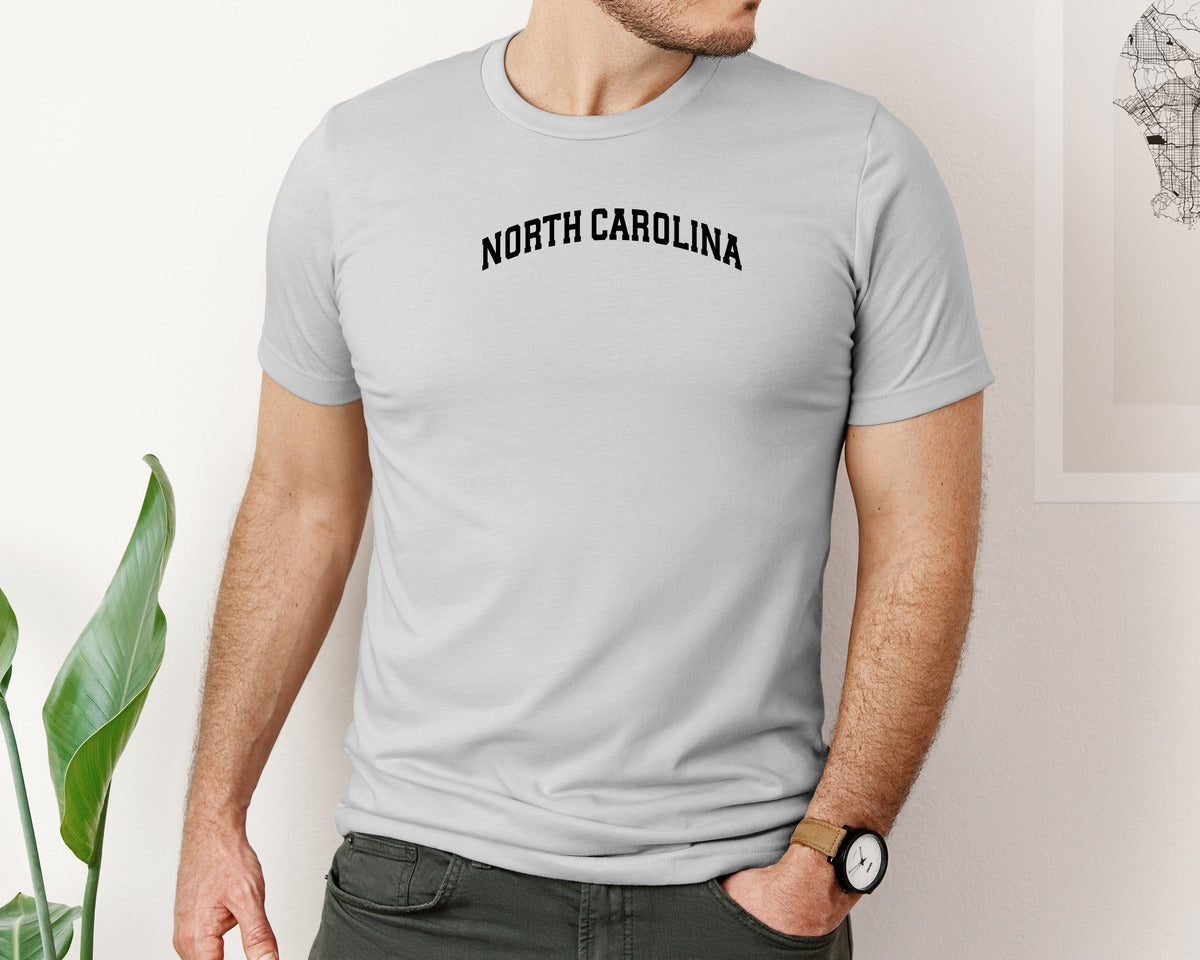 brand:Bella Canvas|color:Sports Grey / Athletic Heather|North Carolina Usa City Shirt Graphic T-Shirt