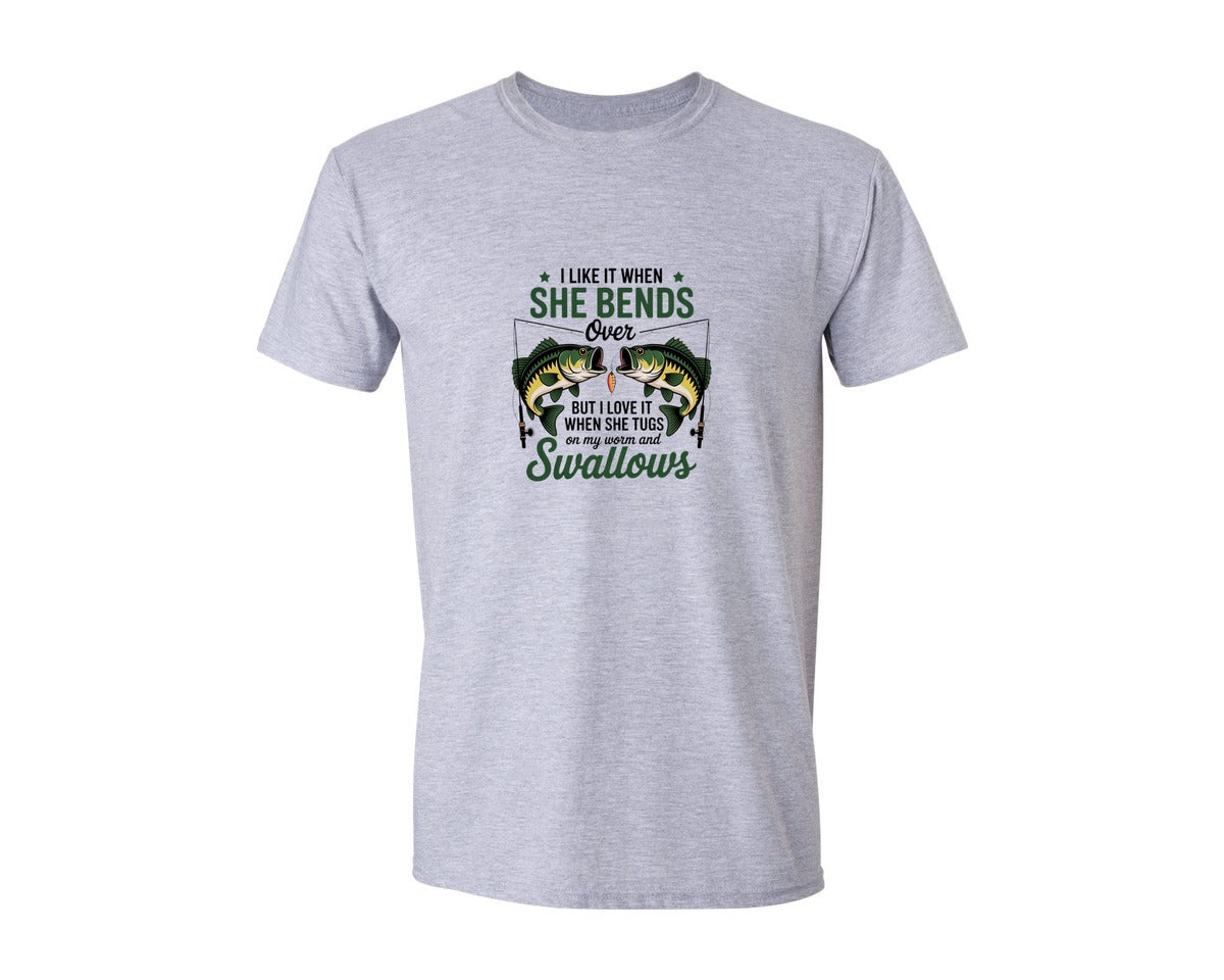 brand:Generic|color:Sports Grey / Athletic Heather|Funny Fishing Quote Design Graphic T-Shirt