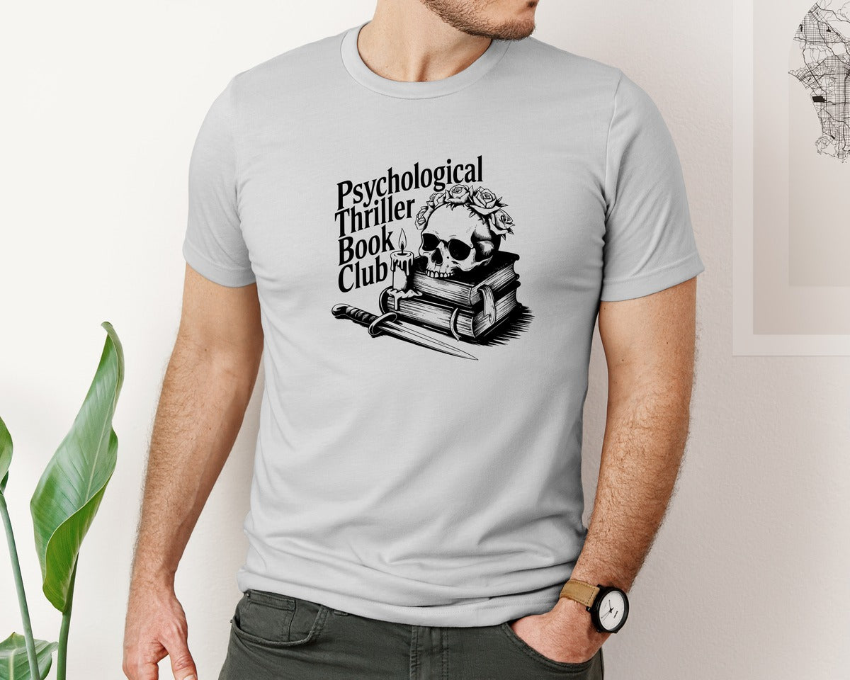 brand:Bella Canvas|color:Sports Grey / Athletic Heather|Psychological Thriller Book Club T S Graphic T-Shirt