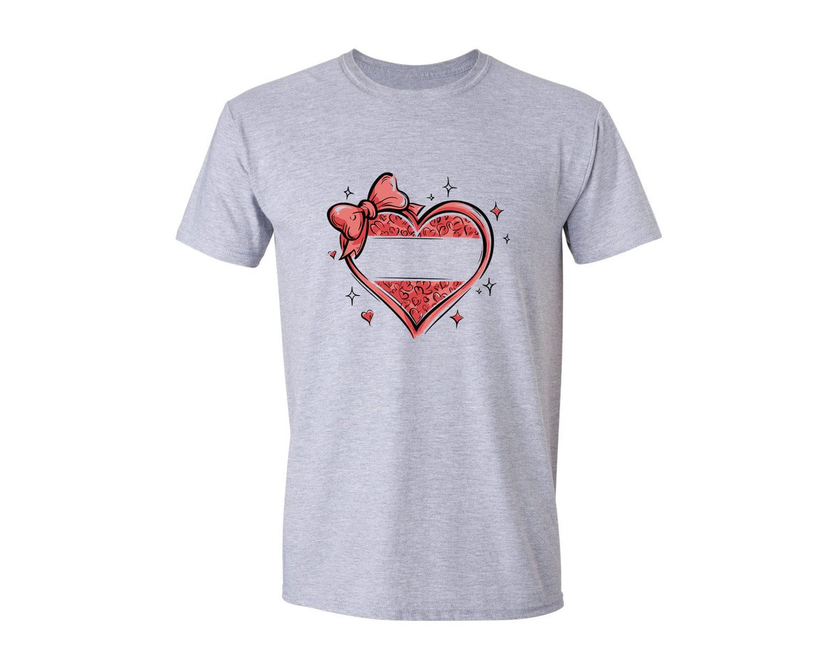 brand:Generic|color:Sports Grey / Athletic Heather|Coquette Heart Split Monogram Graphic T-Shirt