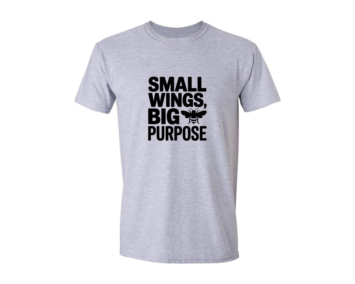 brand:Generic|color:Sports Grey / Athletic Heather|Small Wings Big Purpose Bee Graphic T-Shirt