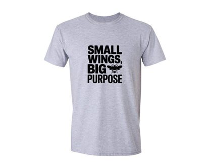 brand:Generic|color:Sports Grey / Athletic Heather|Small Wings Big Purpose Bee Graphic T-Shirt