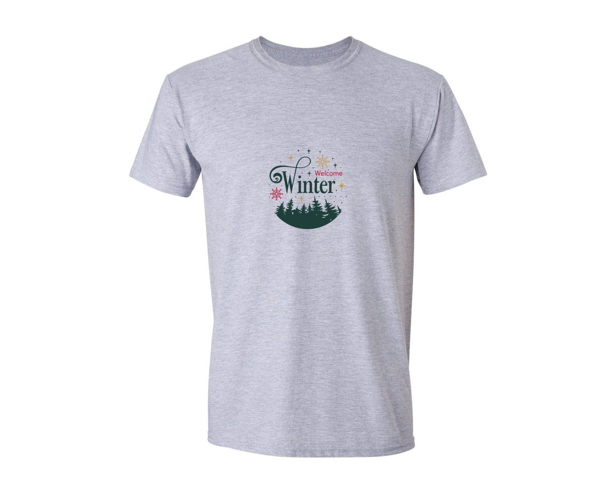 brand:Generic|color:Sports Grey / Athletic Heather|Welcome Winter Design 11 Graphic T-Shirt