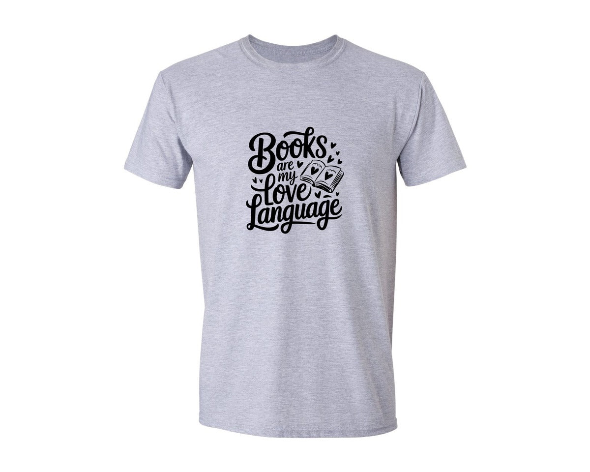 brand:Generic|color:Sports Grey / Athletic Heather|Books Are My Love Language T Shirt Desig Graphic T-Shirt