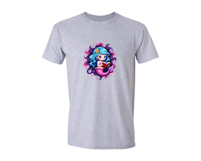 brand:Generic|color:Sports Grey / Athletic Heather|Retro 80S Neon Mermaid Design Art 5 Graphic T-Shirt