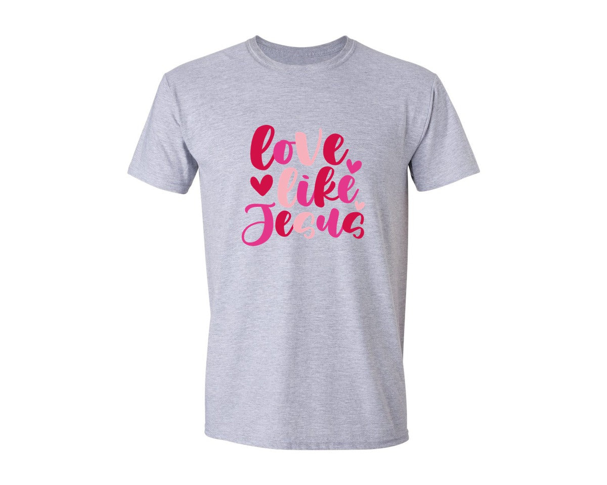 brand:Generic|color:Sports Grey / Athletic Heather|Love Like Jesus Shirt Valentines Day Graphic T-Shirt