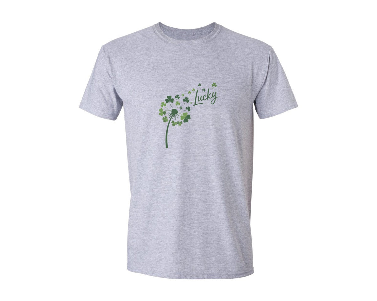 brand:Generic|color:Sports Grey / Athletic Heather|St Patricks Day Dandelion Shamrock 4 Graphic T-Shirt