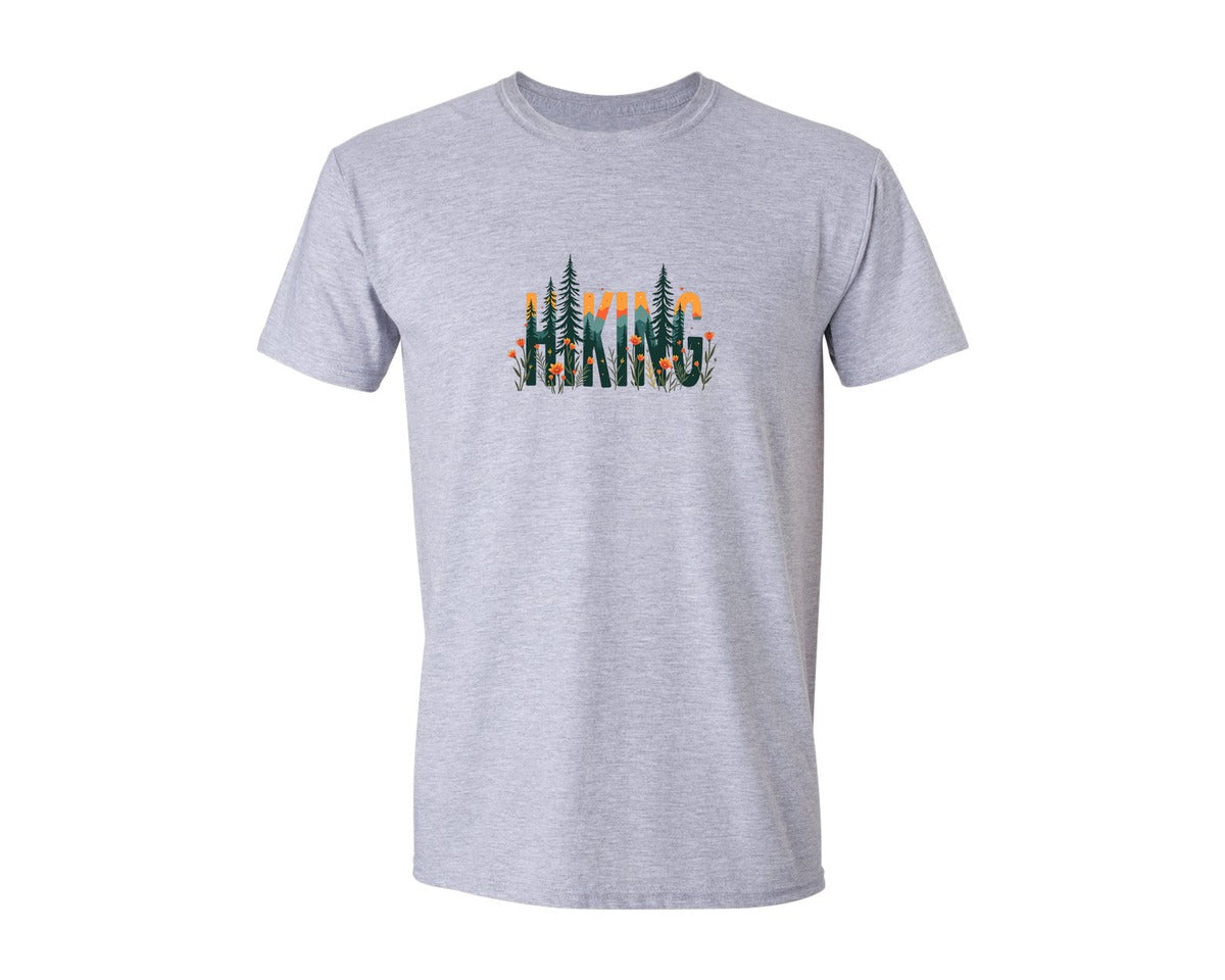 brand:Generic|color:Sports Grey / Athletic Heather|Nature Word Mountains Wildflowers Graphic T-Shirt