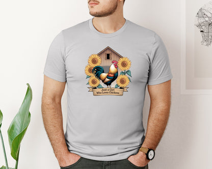 brand:Bella Canvas|color:Sports Grey / Athletic Heather|Just A Girl Who Loves Chickens 8 Graphic T-Shirt