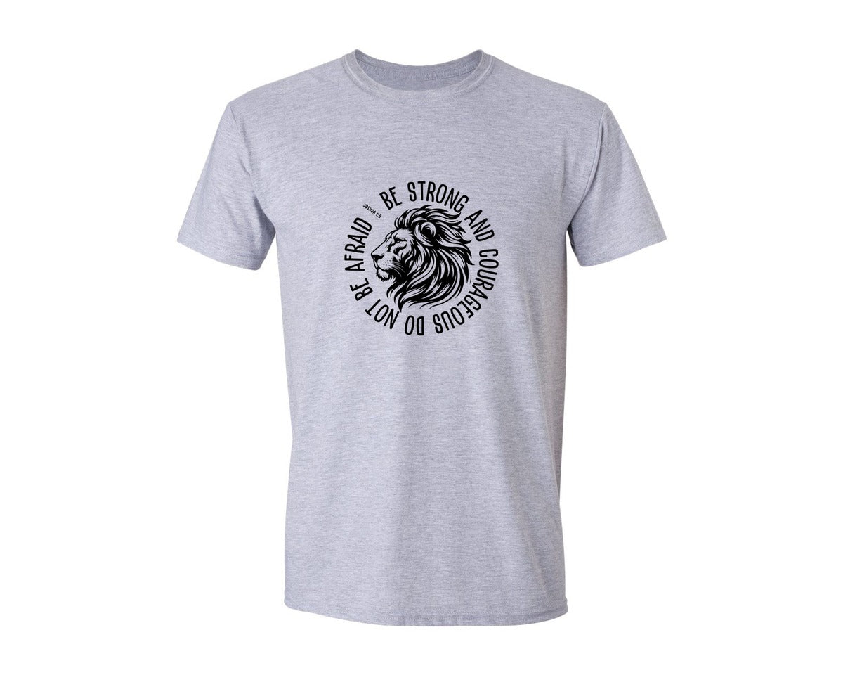brand:Generic|color:Sports Grey / Athletic Heather|Be Strong And Courageous 45 Graphic T-Shirt
