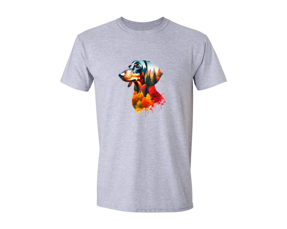 brand:Generic|color:Sports Grey / Athletic Heather|Autumn Fall Dachshund Sausage Dog Graphic T-Shirt