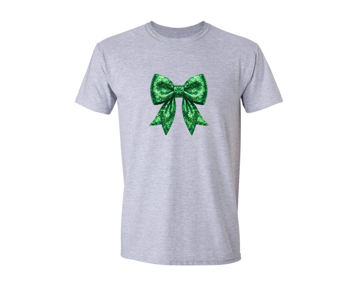brand:Generic|color:Sports Grey / Athletic Heather|St Patricks Day Sequin Bow Graphic T-Shirt