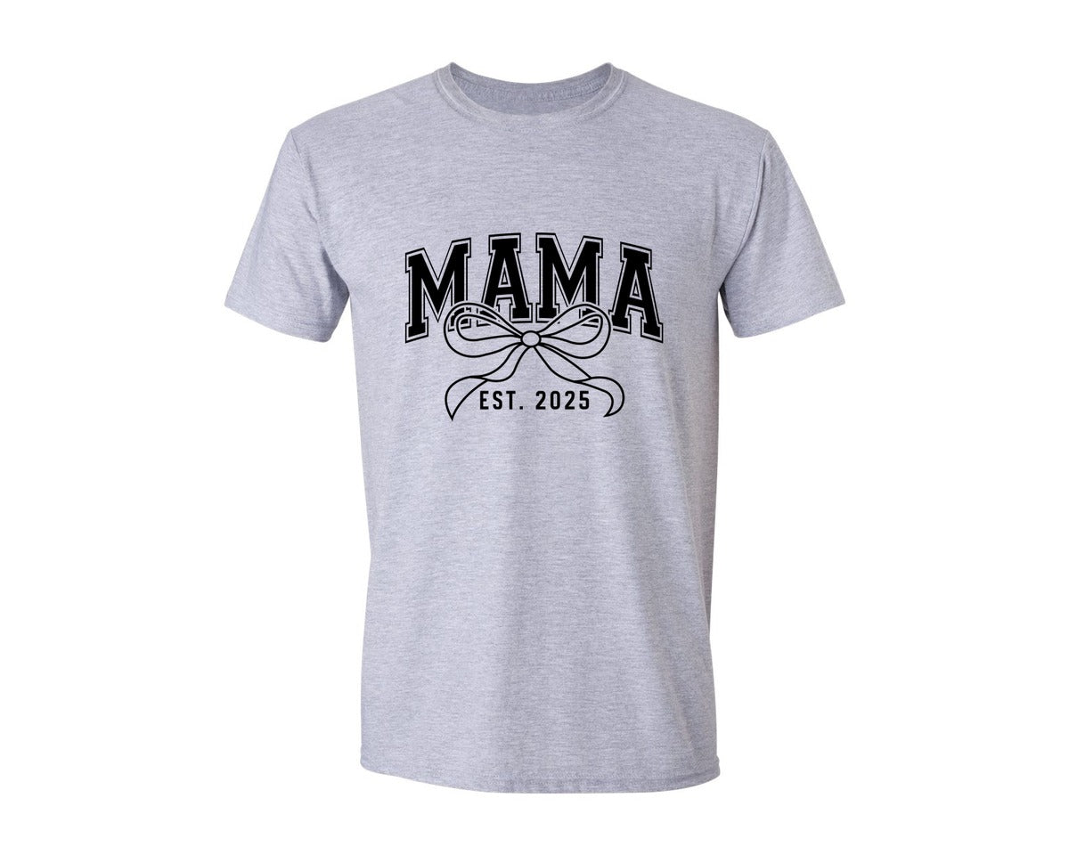 brand:Generic|color:Sports Grey / Athletic Heather|Mama Bow Varsity Graphic T-Shirt