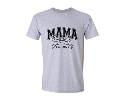 brand:Generic|color:Sports Grey / Athletic Heather|Mama Bow Varsity Graphic T-Shirt