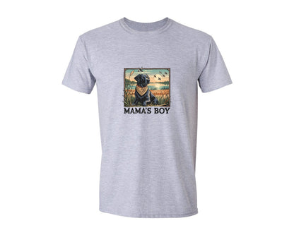 brand:Generic|color:Sports Grey / Athletic Heather|Mamas Boy Hunting Lab Dog Graphic T-Shirt