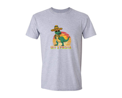 brand:Generic|color:Sports Grey / Athletic Heather|Lets Fiesta Dinosaur Cinco De Mayo Graphic T-Shirt