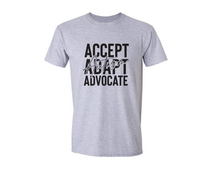 brand:Generic|color:Sports Grey / Athletic Heather|Accept Adapt Advocate Autism Graphic T-Shirt