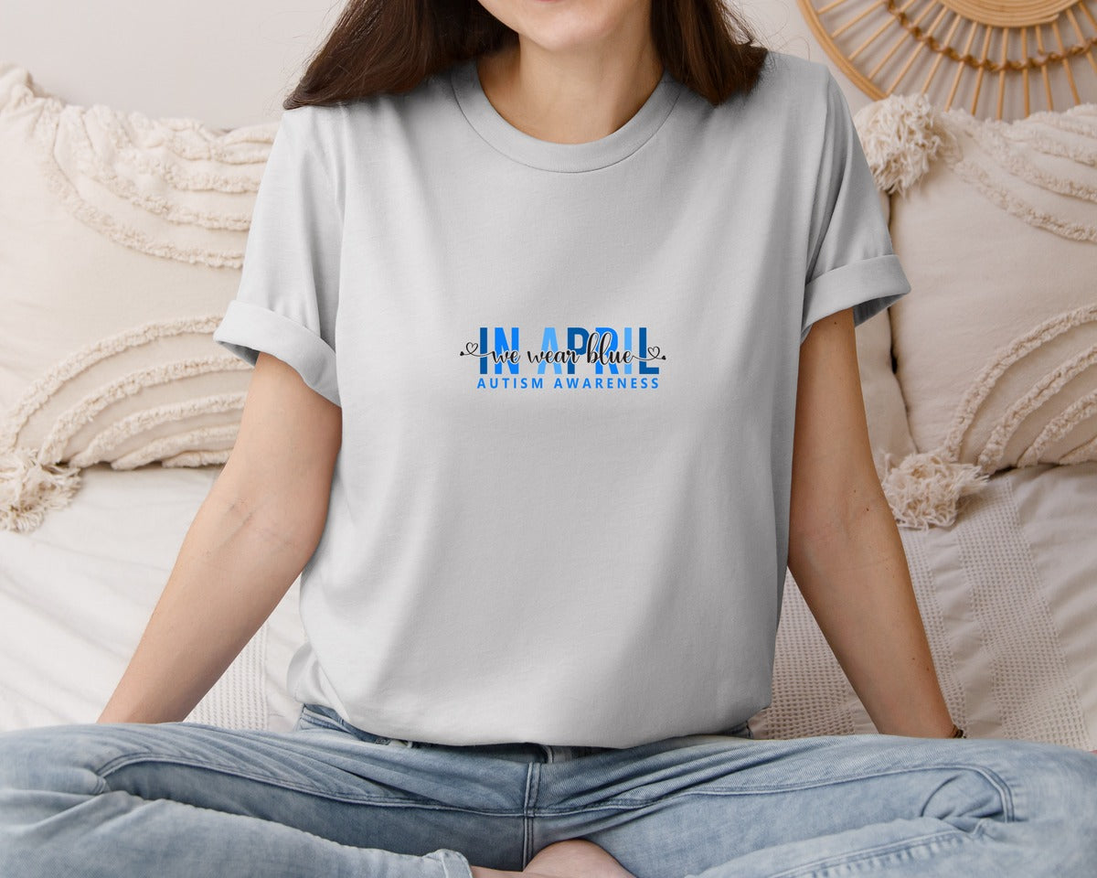 brand:Bella Canvas|color:Sports Grey / Athletic Heather|In April We Wear Blue Autism Awareness 17 Graphic T-Shirt