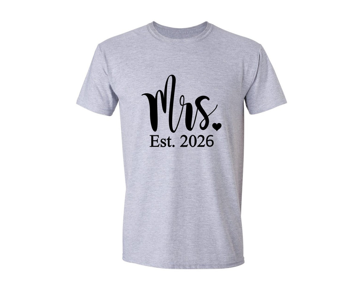 brand:Generic|color:Sports Grey / Athletic Heather|Mr And Mrs Est 2026 Graphic T-Shirt