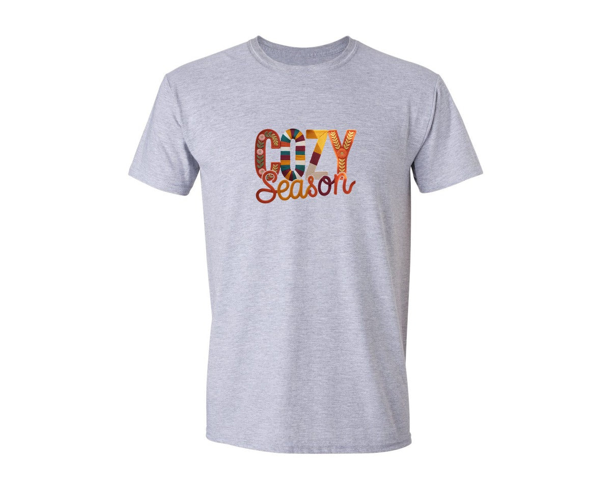 brand:Generic|color:Sports Grey / Athletic Heather|Crochet Cozy Season Preppy Design Graphic T-Shirt